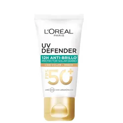 L'Oréal Paris Protector Solar Diario FPS50+ UV Defender Anti-Brillo Tono Medio, 40ml