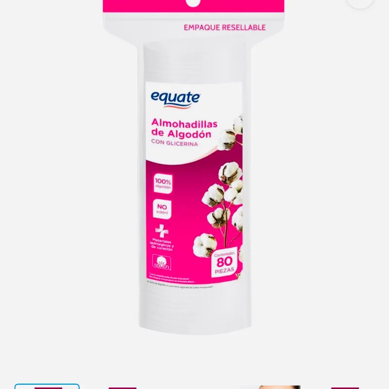 Pads de algodón Equate NA Redondos con glicerina 80 pzas