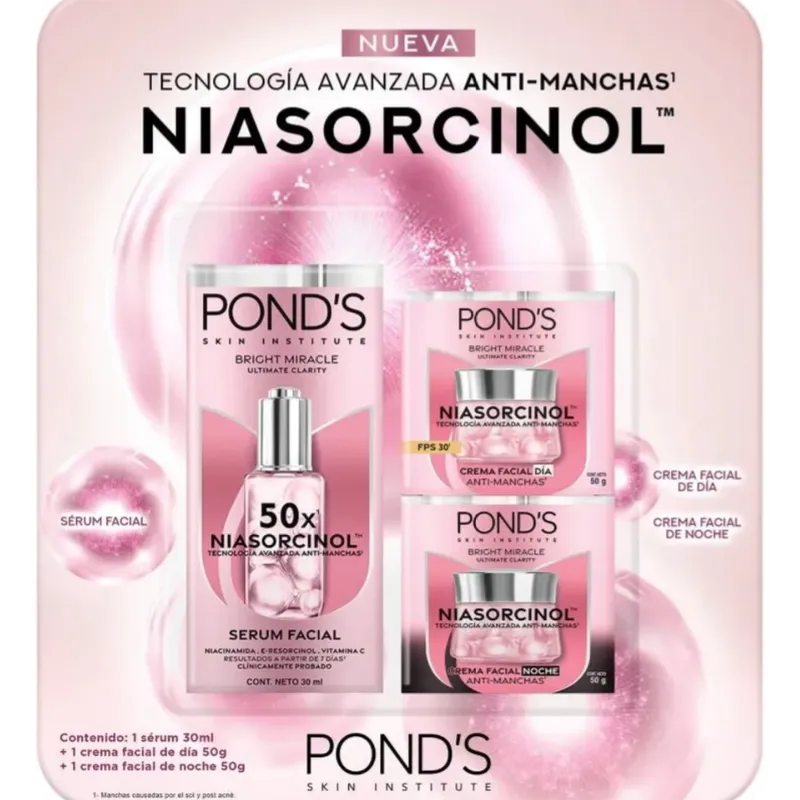 Pond’s Kit Facial: Sérum 30 ml + Crema Día 50 g + Crema Noche 50 g