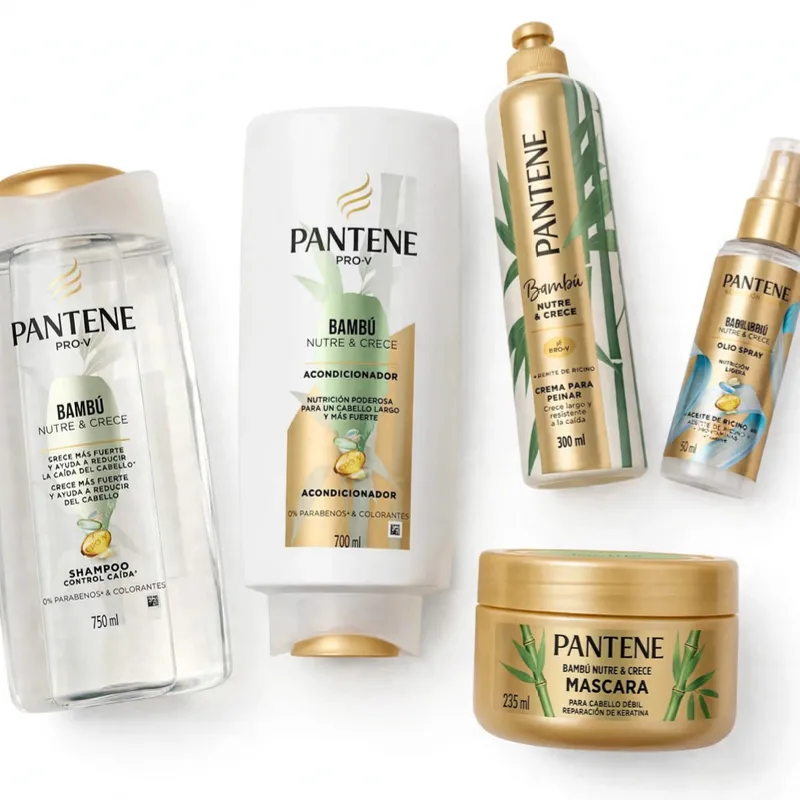 Set Pantene bambú nutre & crece, incluye shampoo y Acondicionador, mascarilla, crema de peinar y serum revitalizador