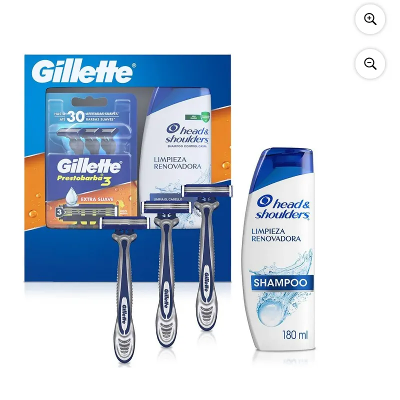 Set para hombres ( shampoo Head and Shoulders+ 3 cuchillas Gillette)