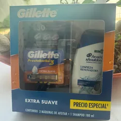 Set para hombres ( shampoo Head and Shoulders+ 3 cuchillas Gillette)