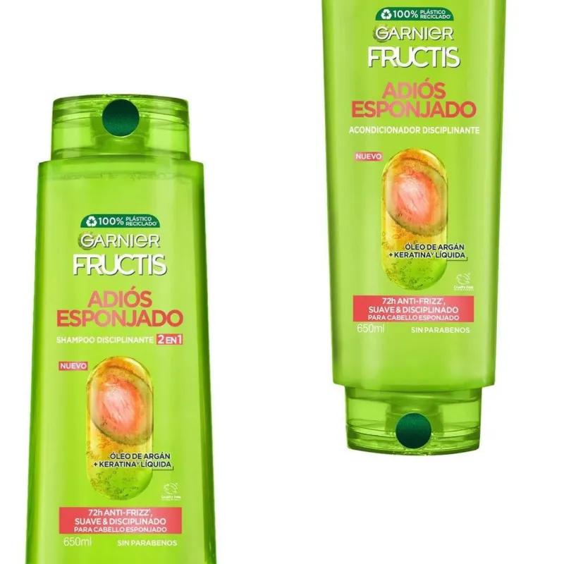 Shampoo + Acondicionador 2 en 1 Garnier Fructis adiós esponjado suave & disciplinado 650 ml