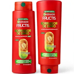 Shampoo + Acondicionador Garnier Fructis 2 en 1 borrador de daño proteína + biotina 650 ml