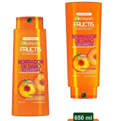 Shampoo + Acondicionador Garnier Fructis 2 en 1 borrador de daño proteína + biotina 650 ml