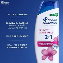 Shampoo Head & Shoulders 2 en 1 Suave y manejable control caspa 650 ml