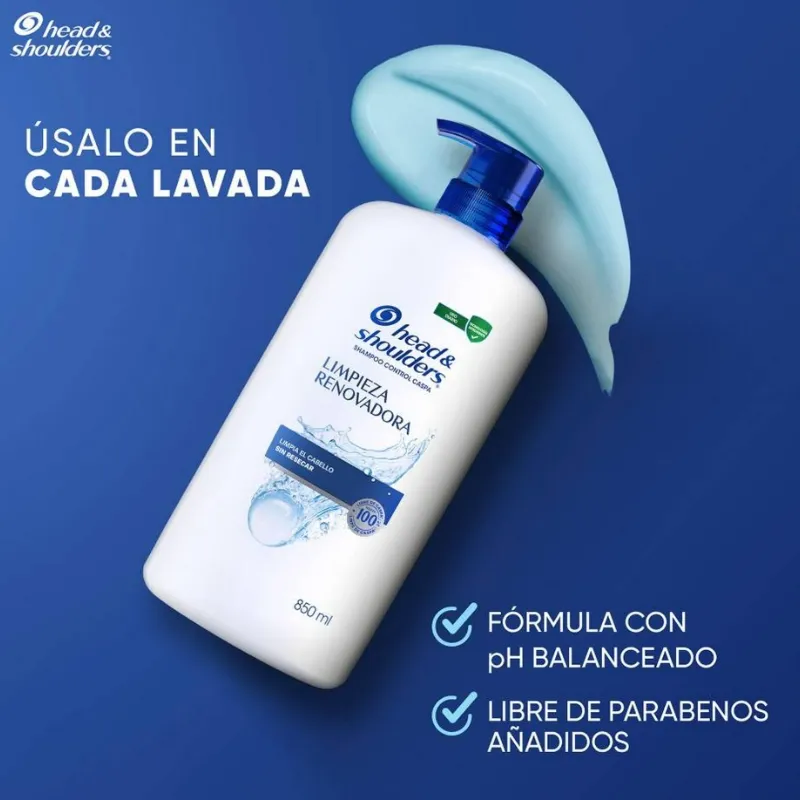 Shampoo Head & Shoulders Limpieza Renovadora Control Caspa 1 Litro