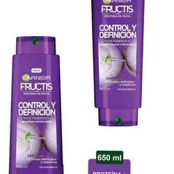 Shampoo + Acondicionador Garnier Fructis control y definición rizos poderosos 650 ml