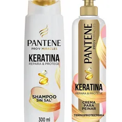 Shampoo y crema para peinar Pantene Keratina termoprotectora 300 ml