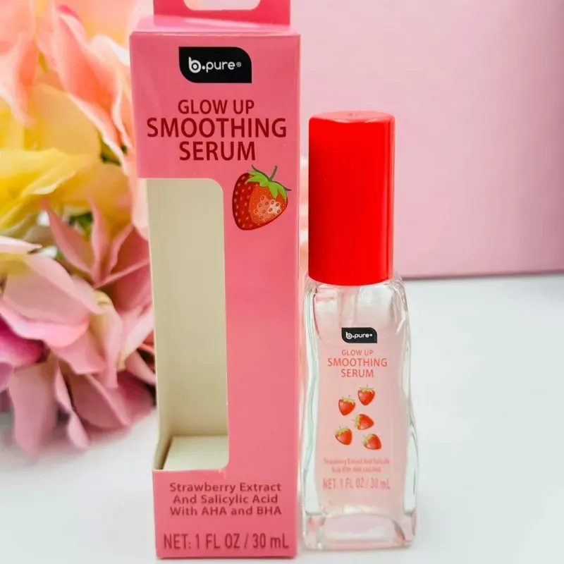 🍓 b•pure Glow Up Smoothing Serum – Con Extracto de Fresa, Ácido Salicílico, AHA y BHA (30 ml)