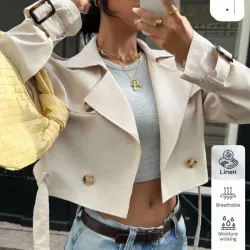 🤎 Blazer Corto Beige – Estilo fresco con toque urbano y funcional