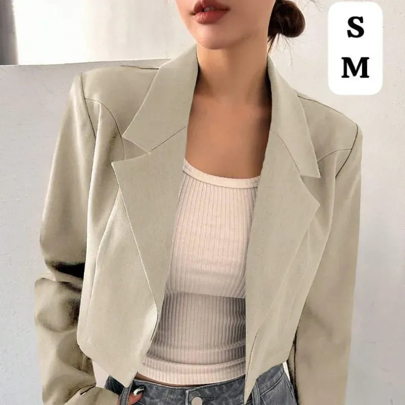 🤍 Blazer Cropped Beige – Sofisticación neutra con estilo contemporáneo