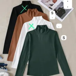 🌿 Blusa de Cuello Alto – Básico versátil con textura acanalada