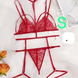 🔴 Bodysuit rojo encaje + tiras – Talla S