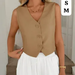 🤍 Chaleco Beige Precision – Elegancia neutra con corte estructurado y estilo ejecutivo