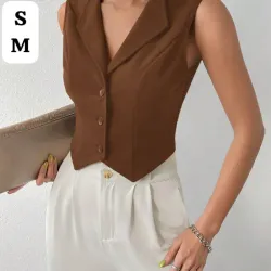 🤎 Chaleco Brown Executive – Elegancia estructurada con solapa amplia y corte en punta