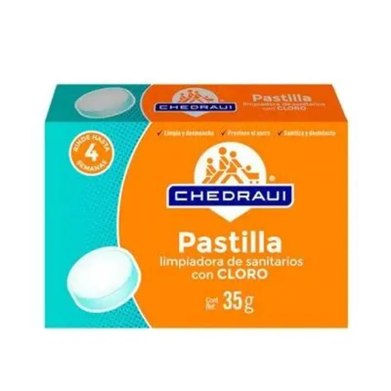 🚽 Chedraui Pastilla Limpiadora de Sanitarios con Cloro – 35g