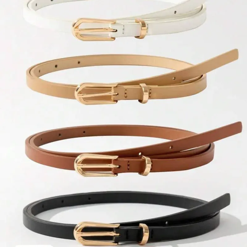 🌈 Cinturones Slim con Hebilla Dorada – 4 Colores