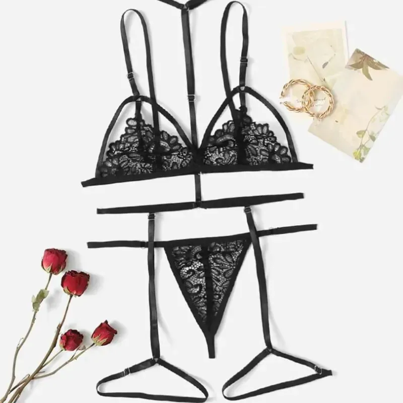 ❤️ Conjunto de lencería roja + bata de tul – Tallas S y M