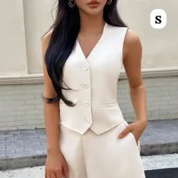 🤍Conjunto Sastre de Chaleco Entallado y Pantalón Corto con Pinzas - Estilo Elegante Mujer