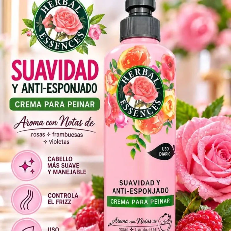 🌹✨ CREMA PARA PEINAR HERBAL ESSENCES SUAVIDAD Y ANTI-ESPONJADO — 300 ML ✨🌹