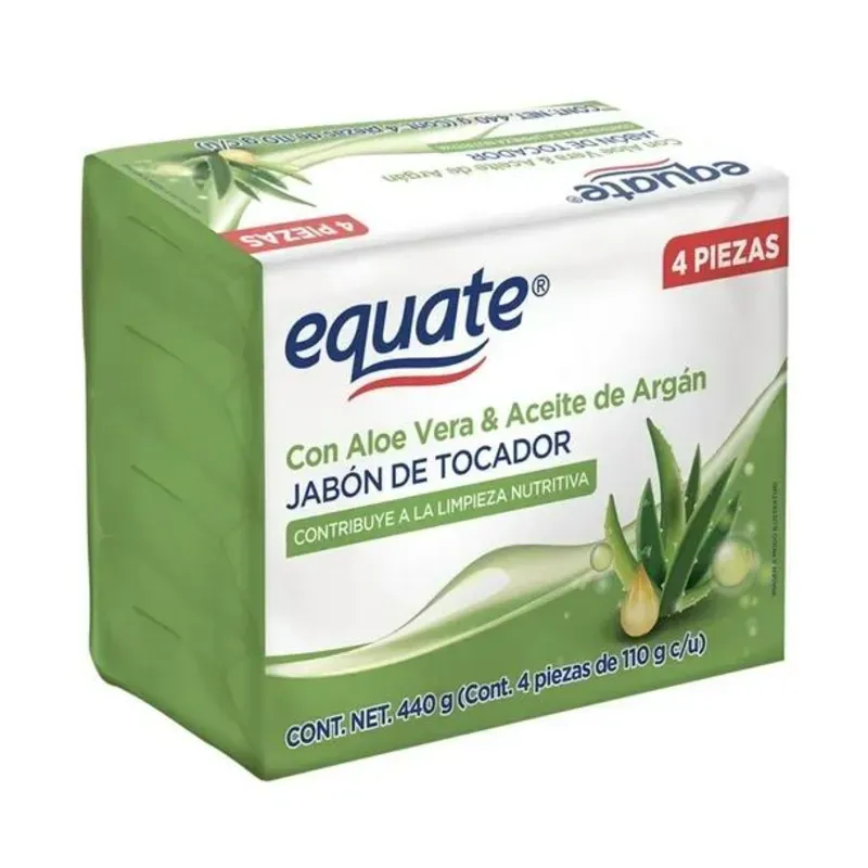 🧼 El jabón de tocador equate con Aloe Vera y Aceite de Argán