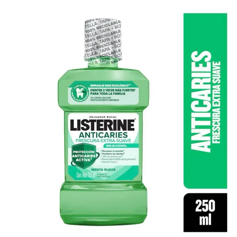 Enjuague bucal Listerine Anticaries Frescura Extra Suave