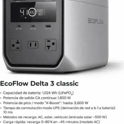 😎🔌Estación Eléctrica ECOFLOW DELTA 3 CLÁSICA de 1024wh (3600w), en 750 USD.