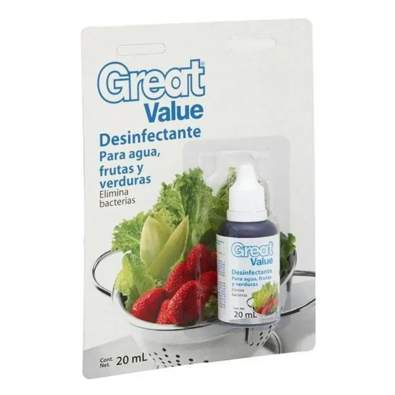 🥬 Great Value Desinfectante para Agua, Frutas y Verduras – 20 mL