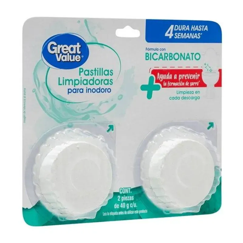 🚽 Great Value Pastillas Limpiadoras para Inodoro – 2 piezas de 40g c/u