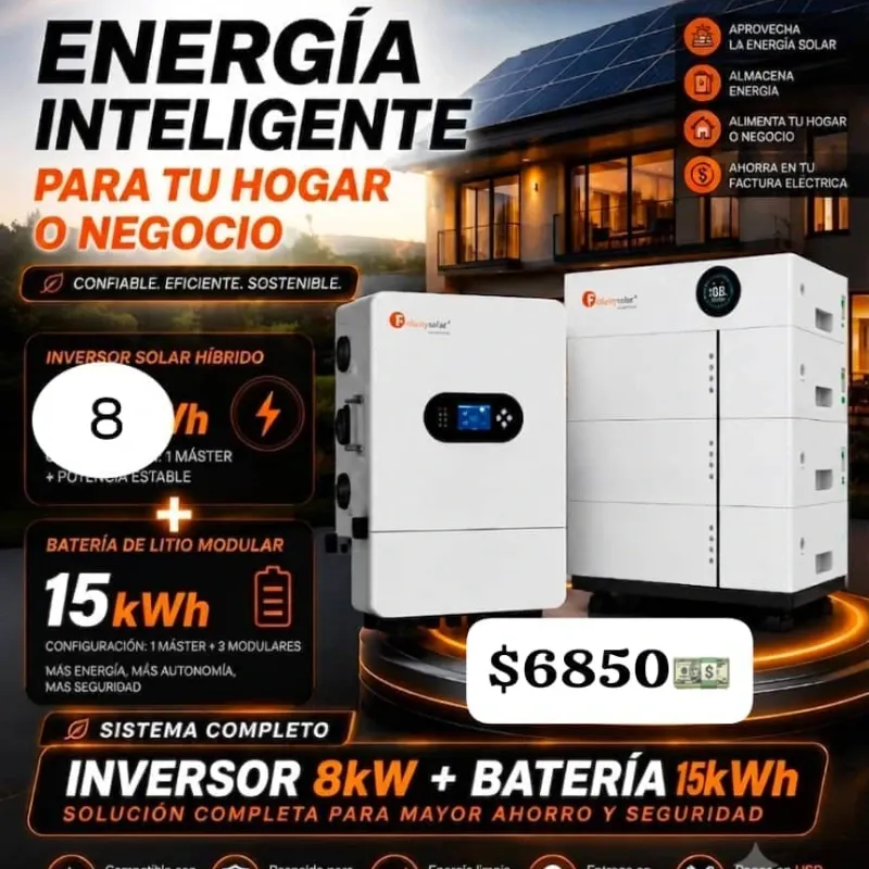 Inversor 8kw + Batería 15kw