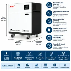 🔋Inversor dos en uno Must de 3kw y batería de 7.68kwh 300 ah nuevo en caja de 110v y 220v ‼️‼️‼️