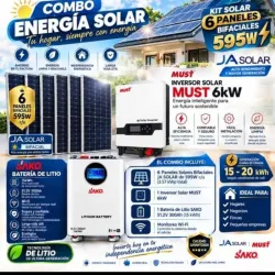 Inversor SAKO de 6kWh (110v y 220v) ➕ Bateria SAKO de 15kWh ➕ 6 Paneles Solares Bifaciales, en 5350 USD. Transporte incluido 🚗  *Garantía 1 mes*