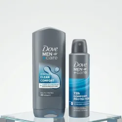 Kit Dove Men+Care Clean Comfort: Gel de Ducha 3 en 1 (400ml) + Desodorante Antitranspirante 72h (150ml)