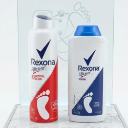 👣Kit Rexona Efficient Pies: Aerosol Antibacterial + Talco Triple Acción (Protección Extrema 48h)