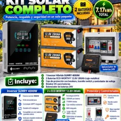 Kit Solar Completo 4000W con Baterías de Litio 7.17kWh y Sistema de Protección - La Habana