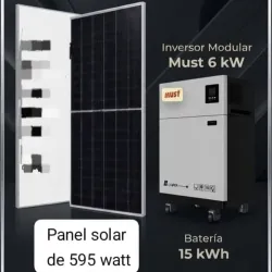 Kit Solar de inversor de 6 KW Must con batería Must de 15 kwh 5 paneles de 595 watt bifaciales Transporte incluido 🚛 Garantía 1 mes y papeles 📄