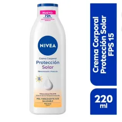 🌞Nivea Crema Corporal Protección Solar FPS 15 220ml – Crema Hidratante 72h con Filtros UVA/UVB para Piel Seca