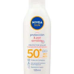 🌞​Nivea Sun Protector Solar Piel Sensible Loción Corporal FPS 50+ 125ml – Protector Solar Hipoalergénico Resistente al Agua