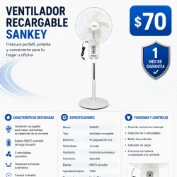 🌀🔋 VENTILADOR RECARGABLE SANKEY