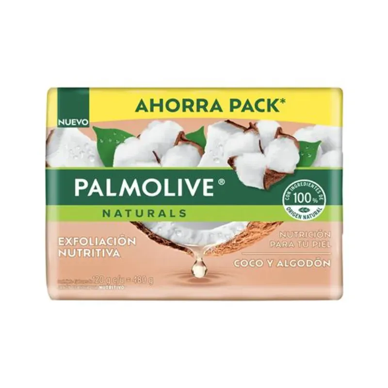 🧼 Palmolive Naturals Jabón de Baño Nutritivo – Coco y Algodón (Pack de 3 x 120 g)