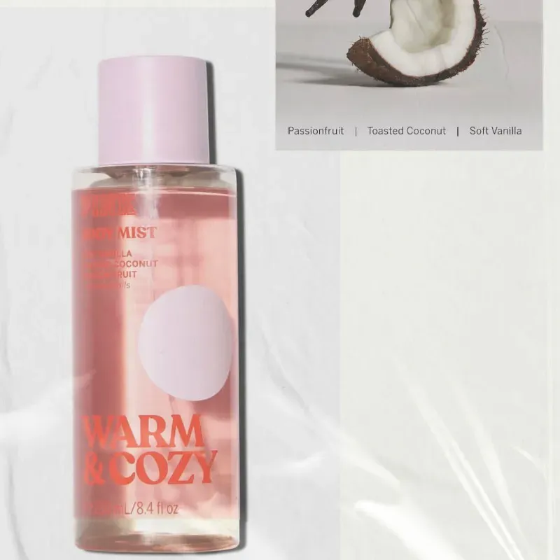 🌴 PINK Body Mist Warm & Cozy – Passionfruit, Toasted Coconut & Soft Vanilla (250 ml)