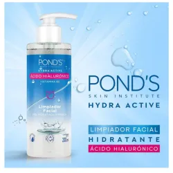 💦 POND'S Hydra Active Limpiador Facial Hidratante – Ácido Hialurónico + Vitamina B3 (200 ml)