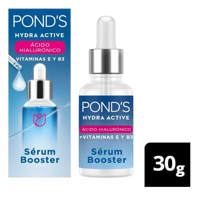 💧 POND'S Hydra Active Sérum Booster – Ácido Hialurónico + Vitaminas E y B3 (30 g)