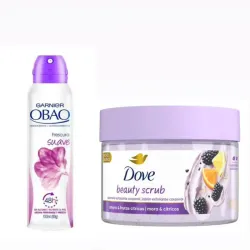💜 Set cuidado corporal – Dove + Garnier Obao Frescura suave, piel renovada.