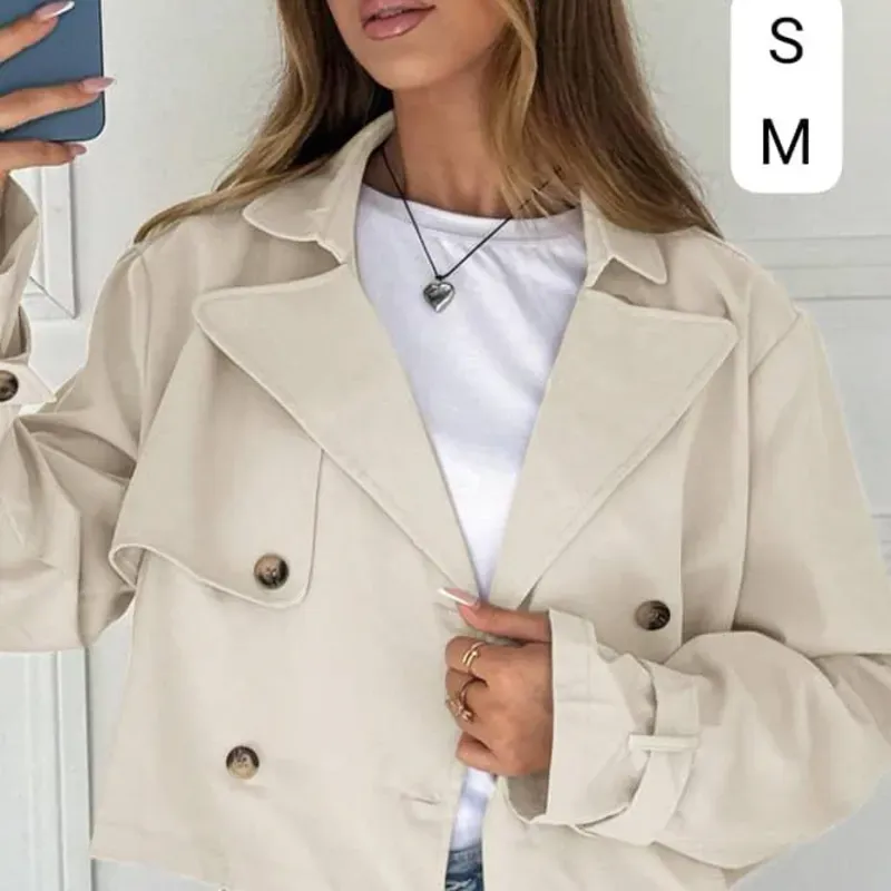 🤍 Trench Crop Beige – Sofisticación casual para el día a día