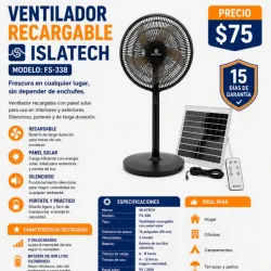 🌬️ VENTILADOR RECARGABLE ISLATECH FS‑338 –