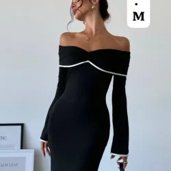 🖤 Vestido Black Palm – Elegancia urbana con contraste minimalista y corte sofisticado