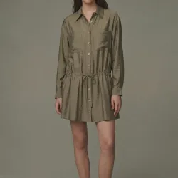 💚Vestido Camisero Zara "Safari Essence" — Tejido Técnico con Cintura Ajustable y Bolsillos