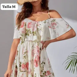 🌸Vestido estampado floral talla M con hombros descubiertos 🫶
